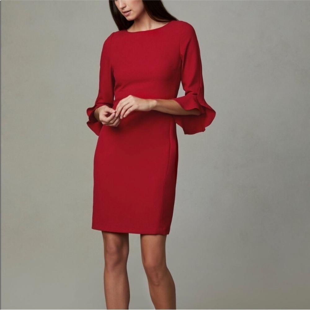 KARL LAGERFELD Paris Red Mini Midi Dress Holiday Party Work Business size 8